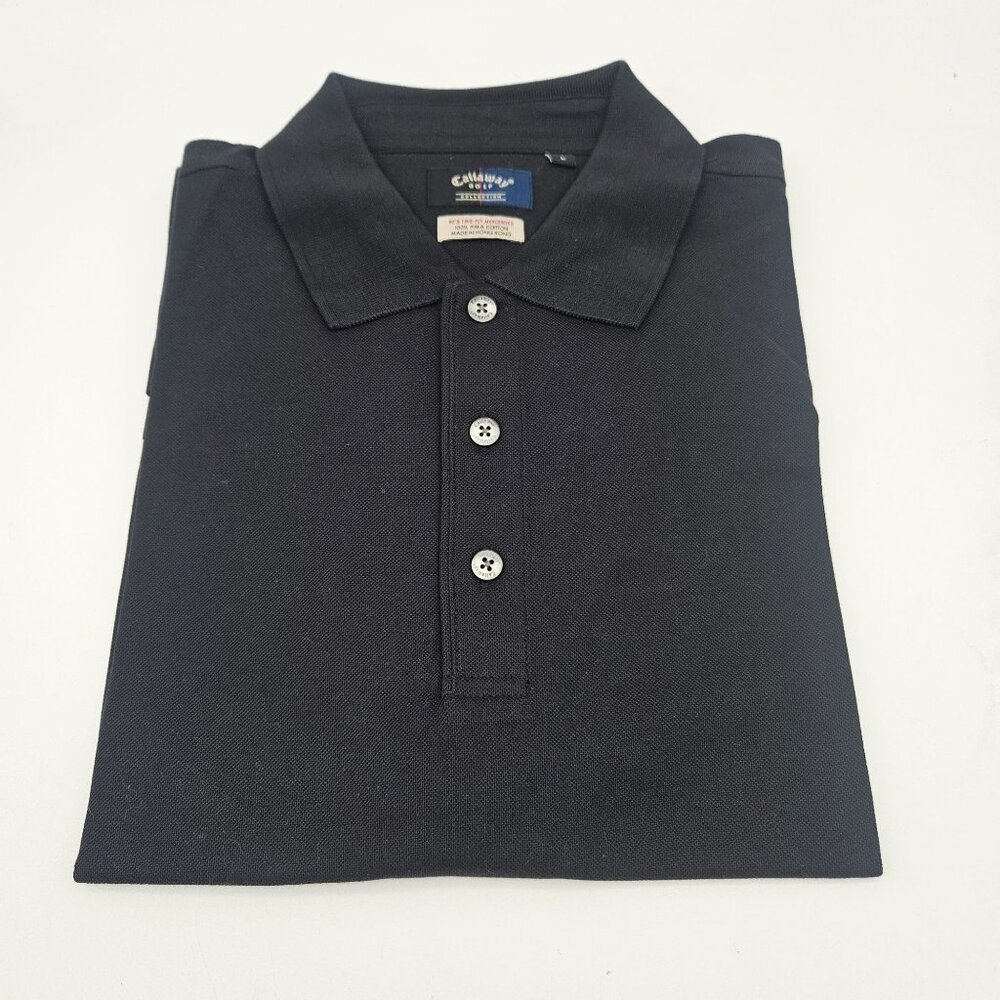 Callaway Golf Pima Cotton Black Polo SS Shirt L NWOT